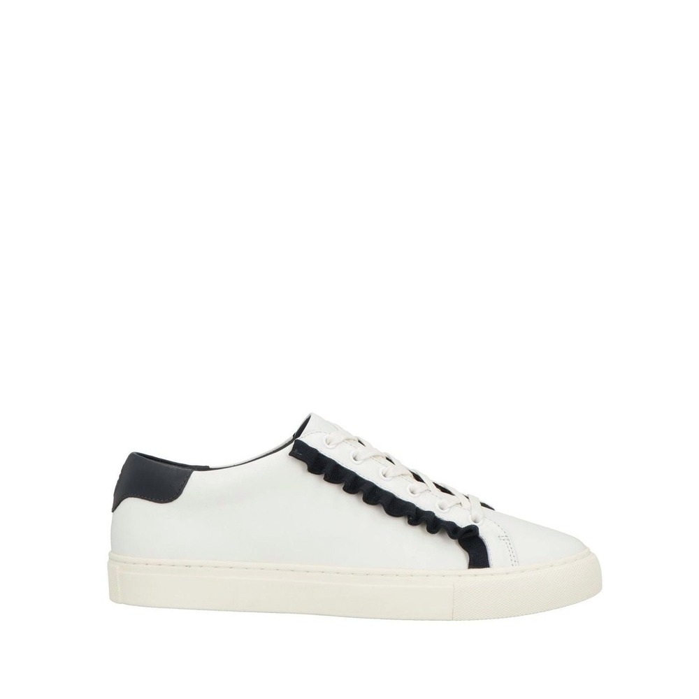 Tory Sport Ruffle Sneaker Womens 7M White Navy Leather Low‎ Top Tennis Shoe